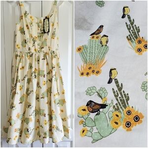 Voodoo Vixen Maria Cactus Floral Retro Dress